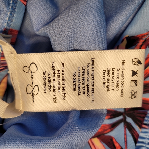 JESSICA SIMPSON  Smocked Tankini Swim Top & Matching Bikini Bottom Botanical XL - Picture 10 of 16